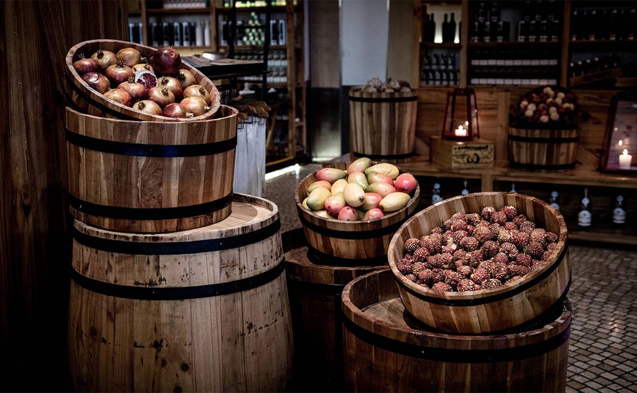 Photo of barrels of apples