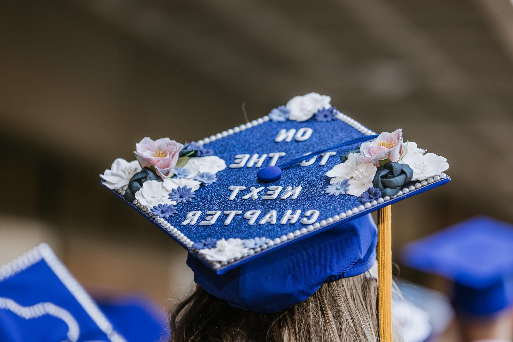 Photo of the decorated back of a grad's cap