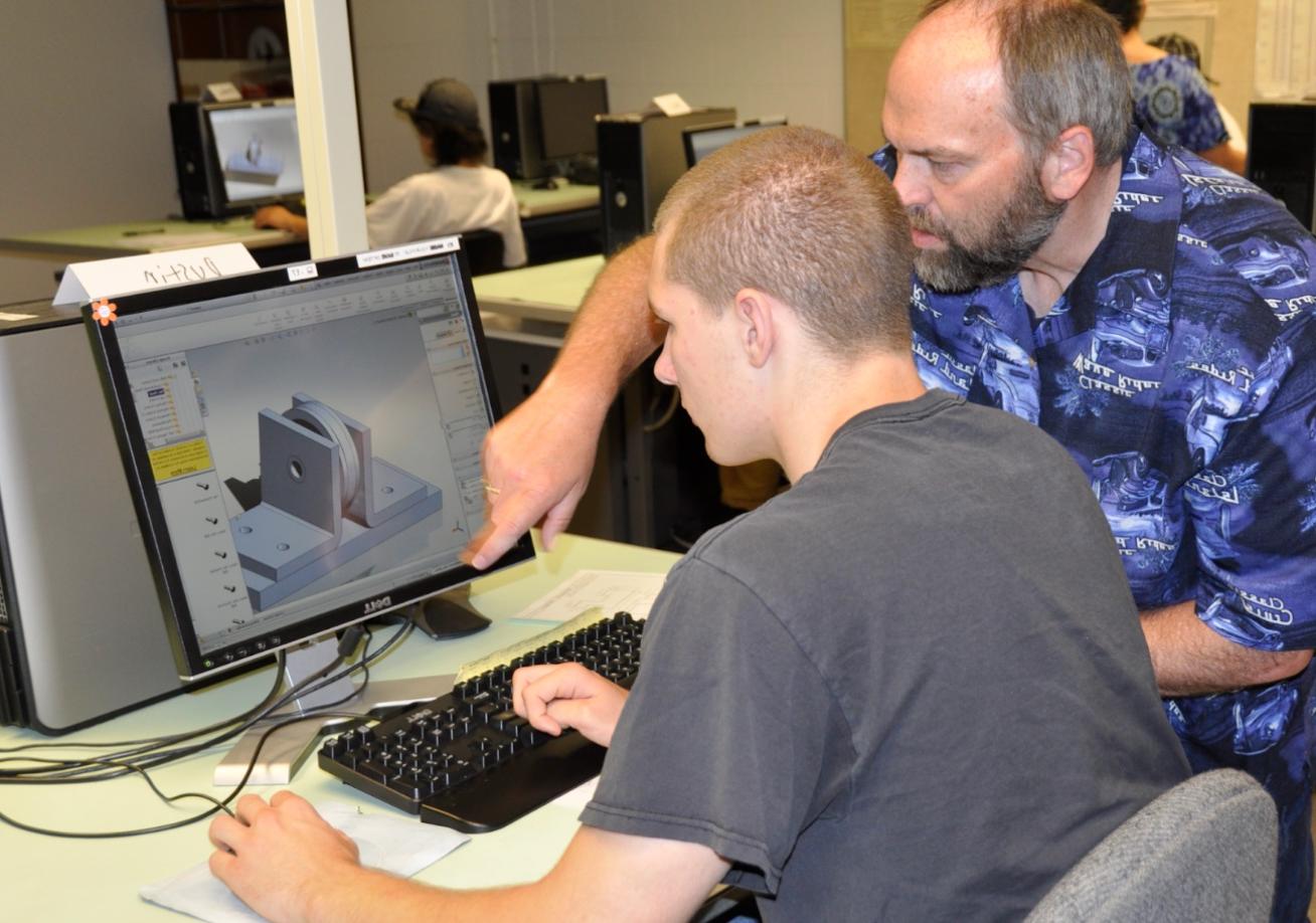 Photo of a student using CADD software