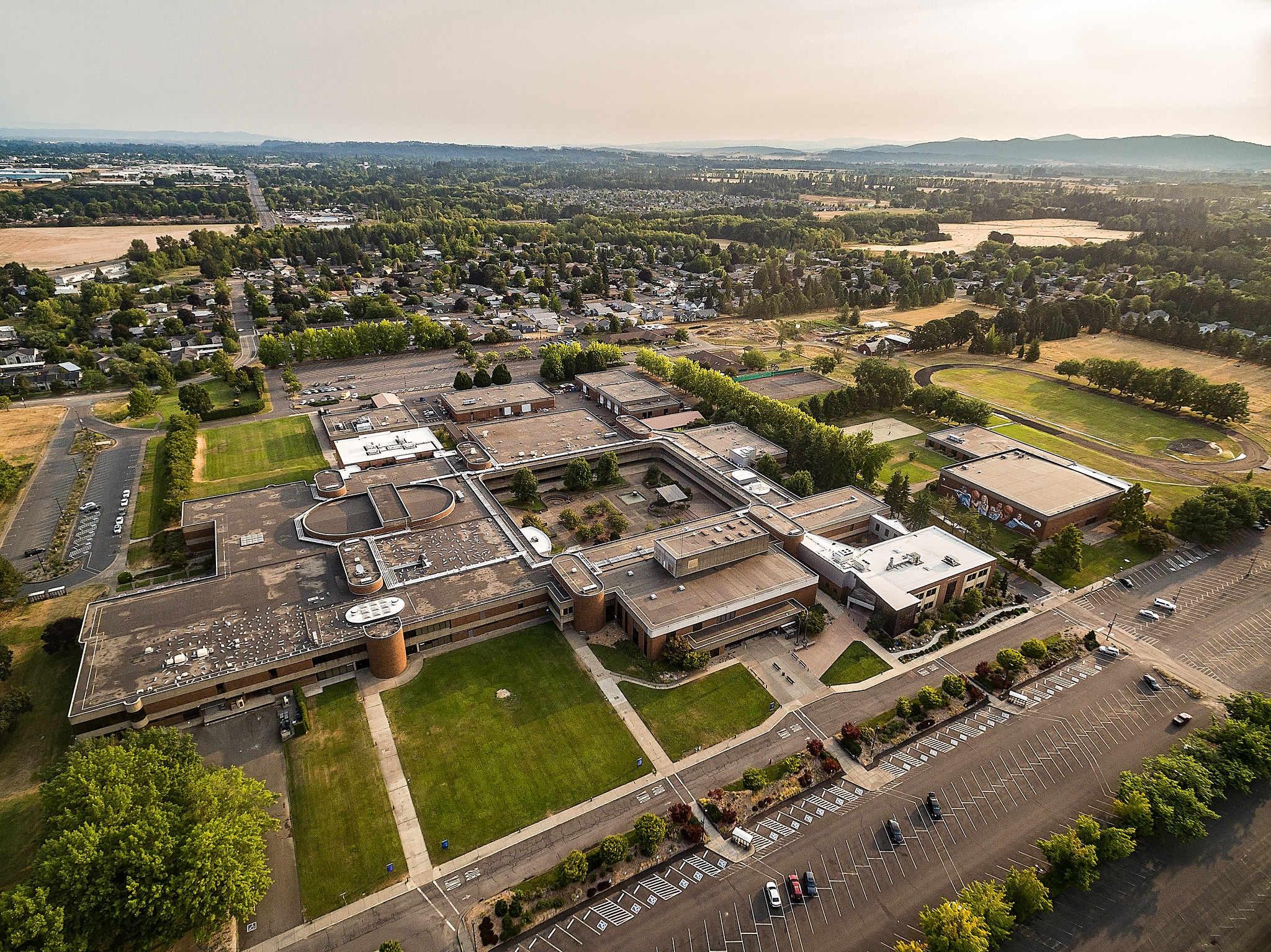 Aerial photo of the Albany campus